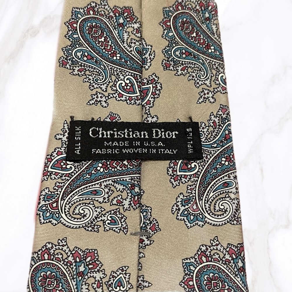 Vintage Christian Dior Men's Paisley 100% Silk‎ Tie, OS - Picture 2 of 4